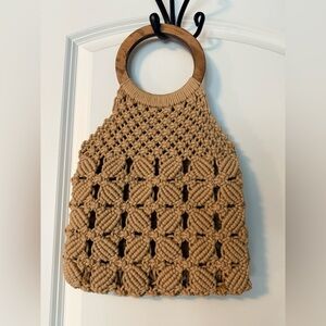 Handcrafted Tan Macramé Tote Bag